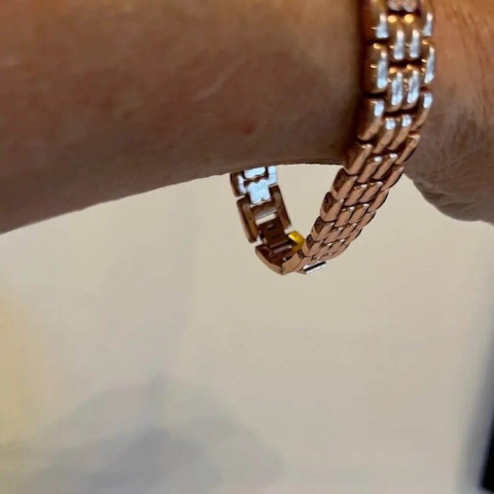 FLEUR DE LIS | Rose Gold-tone finish watch with crystal-set bezel-NEW Battery